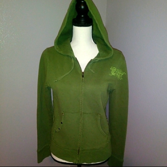 Empyre Tops - Empyre Green Zip Up Hooded Sweatshirt